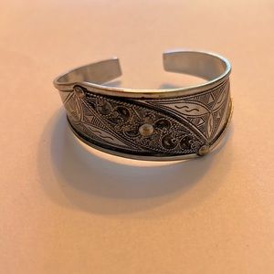 Silver Boho Bangle Bracelet